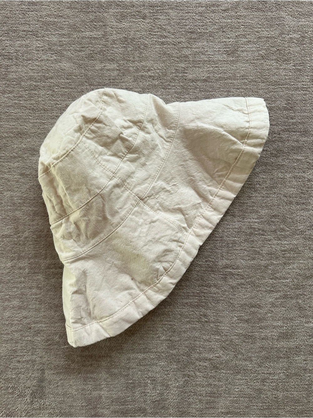 Vintage Cream Cotton Drawstring Bucket Hat